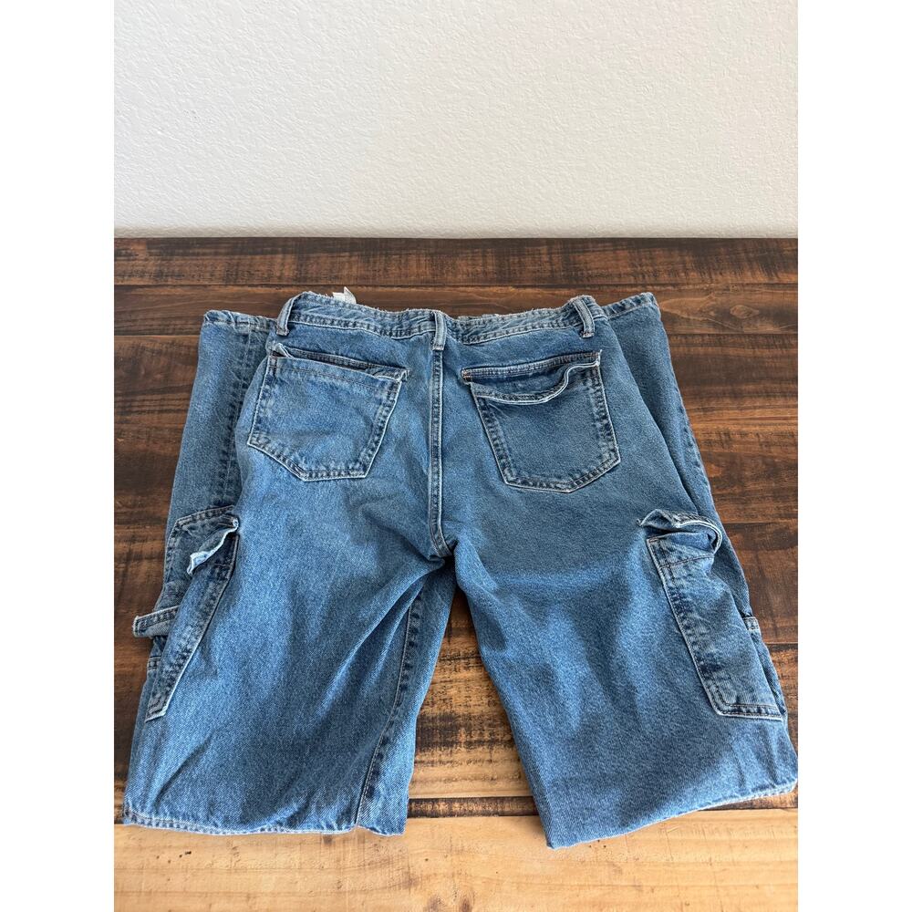 Zara Women’s Cargo Jeans Size 4 Blue Denim Y2K Utility Wide Leg - Picture 3 of 4